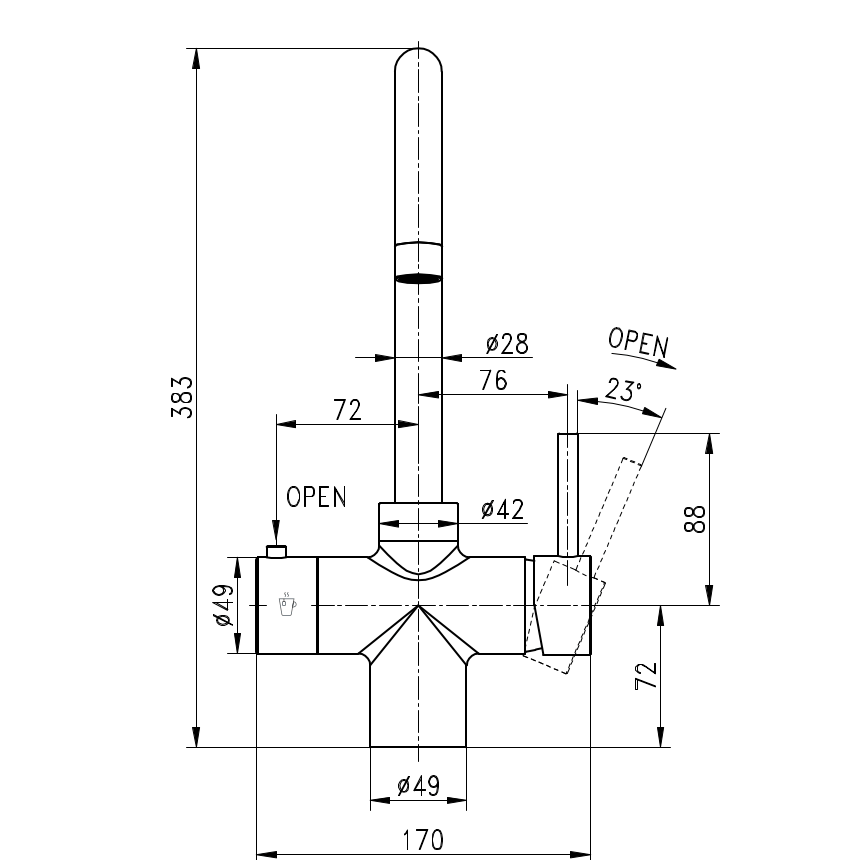 Water filter huis inclusief actieve kool cartridge